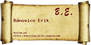 Bánovics Erik névjegykártya
