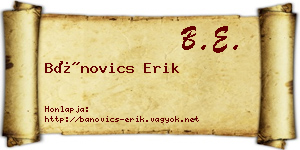 Bánovics Erik névjegykártya